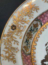 Two Chinese armorial export plates with arms of Knyff and arms of Bistrate impaling Proli for the Belgian market, Qianlong