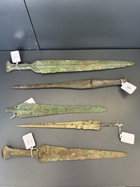 Four bronze daggers and a sword, Luristan and Syria, 1st C. B.C.