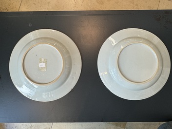 Two Chinese armorial export plates with arms of Knyff and arms of Bistrate impaling Proli for the Belgian market, Qianlong