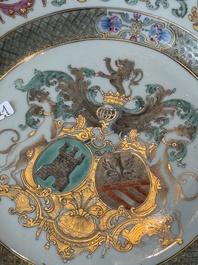 Two Chinese armorial export plates with arms of Knyff and arms of Bistrate impaling Proli for the Belgian market, Qianlong