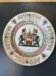 Two Chinese armorial export plates with arms of Knyff and arms of Bistrate impaling Proli for the Belgian market, Qianlong