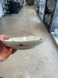 A Chinese famille verte 'Eight Immortals' dish and a pair of famille rose 'butterfly' plates, Guangxu mark, 19th C.