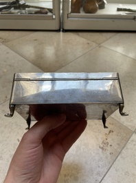 A Chinese silver 'dragon' box and a tobacco box, Sheng chang 昇昌 mark, 19th C.