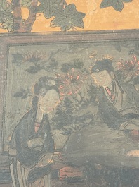 A Chinese polychrome lacquer 'games in the noble garden' tray, 18/19th C.