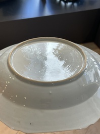 A pair of Chinese famille rose octagonal armorial plates, Qianlong