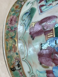 Three Chinese Canton famille rose vases with narrative design, 19th C.