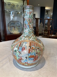 Three Chinese Canton famille rose vases with narrative design, 19th C.