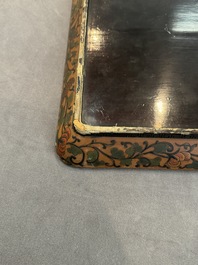 A Chinese polychrome lacquer 'games in the noble garden' tray, 18/19th C.