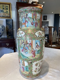 Three Chinese Canton famille rose vases with narrative design, 19th C.