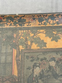 A Chinese polychrome lacquer 'games in the noble garden' tray, 18/19th C.