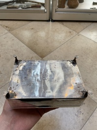 A Chinese silver 'dragon' box and a tobacco box, Sheng chang 昇昌 mark, 19th C.