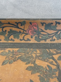 A Chinese polychrome lacquer 'games in the noble garden' tray, 18/19th C.