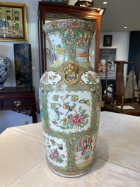 Three Chinese Canton famille rose vases with narrative design, 19th C.