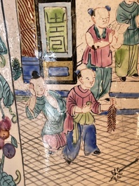 A pair of Chinese Canton enamel vases with narrative design, 19th C.