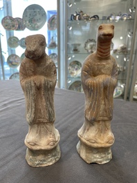 An impressive set of 12 Chinese cold painted terracotta zodiac figures, Ming