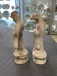 An impressive set of 12 Chinese cold painted terracotta zodiac figures, Ming