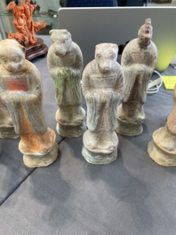 An impressive set of 12 Chinese cold painted terracotta zodiac figures, Ming
