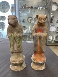 An impressive set of 12 Chinese cold painted terracotta zodiac figures, Ming