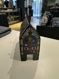 A Limoges champlev&eacute; enamel reliquary casket depicting the murder of Thomas Becket, France