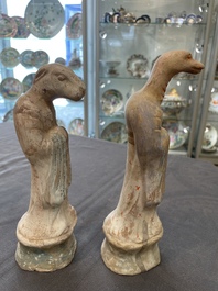 An impressive set of 12 Chinese cold painted terracotta zodiac figures, Ming