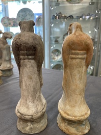 An impressive set of 12 Chinese cold painted terracotta zodiac figures, Ming