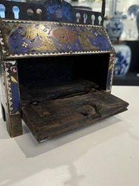 A Limoges champlev&eacute; enamel reliquary casket depicting the murder of Thomas Becket, France