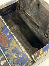 A Limoges champlev&eacute; enamel reliquary casket depicting the murder of Thomas Becket, France