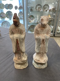 An impressive set of 12 Chinese cold painted terracotta zodiac figures, Ming