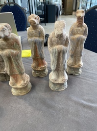 An impressive set of 12 Chinese cold painted terracotta zodiac figures, Ming