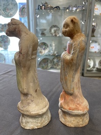 An impressive set of 12 Chinese cold painted terracotta zodiac figures, Ming