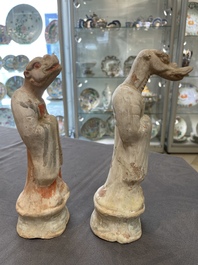 An impressive set of 12 Chinese cold painted terracotta zodiac figures, Ming