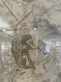 Chinese school: 'Deities in heaven', ink and colour on silk, 19th C.