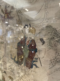 Chinese school: 'Deities in heaven', ink and colour on silk, 19th C.