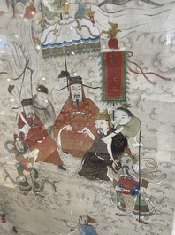 Chinese school: 'Deities in heaven', ink and colour on silk, 19th C.