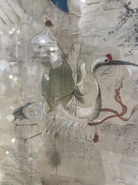 Chinese school: 'Deities in heaven', ink and colour on silk, 19th C.