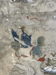 Chinese school: 'Deities in heaven', ink and colour on silk, 19th C.