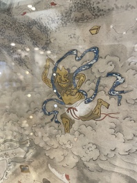 Chinese school: 'Deities in heaven', ink and colour on silk, 19th C.