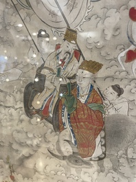 Chinese school: 'Deities in heaven', ink and colour on silk, 19th C.
