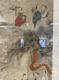 Chinese school: 'Deities in heaven', ink and colour on silk, 19th C.