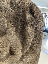 An Indonesian lavastone stele depicting goddess Durga, Central Java, 10/11th C.