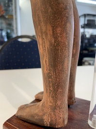 A Chinese painted pottery stick man figure and a pottery 'zodiac' offering vessel, Han/Song