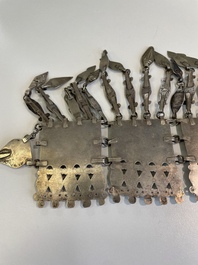 Three silver head ornaments and a chest ornament, Turkmenistan, 19/20th C.