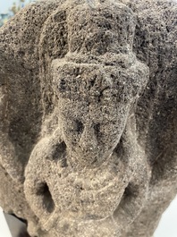 An Indonesian lavastone stele depicting goddess Durga, Central Java, 10/11th C.