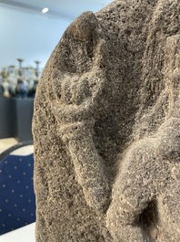 An Indonesian lavastone stele depicting goddess Durga, Central Java, 10/11th C.
