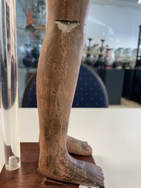 A Chinese painted pottery stick man figure and a pottery 'zodiac' offering vessel, Han/Song