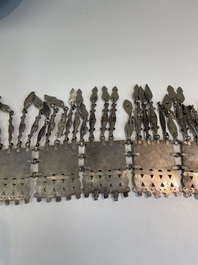 Three silver head ornaments and a chest ornament, Turkmenistan, 19/20th C.