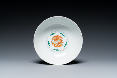 A Chinese doucai 'dragons' bowl, Jiaqing mark, 19th C.