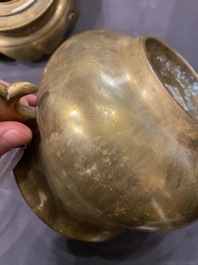 Six various Chinese bronze censers, 19/20th C.