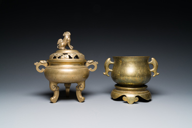 Six various Chinese bronze censers, 19/20th C.