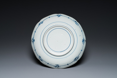 A Japanese Arita blue and white 'flower basket' dish, Edo, 18th C.